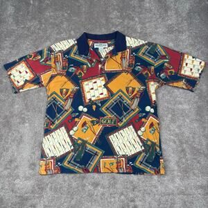 Vtg Golf Polo Shirt Size M AOP Natural Issue Preppy Streetwear Grandpa